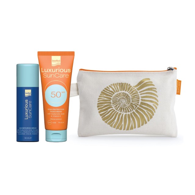 Intermed Luxurious Πακέτο Suncare Q10 Repairing Serum 50ml & High Protection Face Cream SPF50 75ml