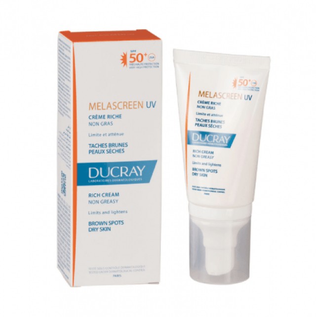 DUCRAY Melascreen UV Rich Cream SPF50+ Πλούσια Αντηλιακή Κρέμα Προσώπου Για Ξηρό Δέρμα Με Δυσχρωμίες, 40ml