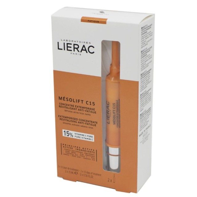 Lierac Mesolift Extemporised Concentrate Revitalizing Anti-Fatigue Αμπούλες για Λάμψη, Λείανση & Βελτίωση Όψης της Επιδερμίδας, 2x15ml