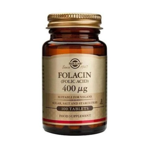 Solgar Folacin (Folic Acid) 400μg, 100 ταμπλέτες