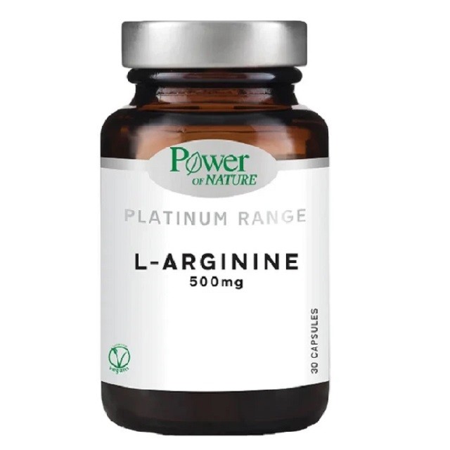 Power of Nature Platinum Range L-Arginine 500mg Συμπλήρωμα Διατροφής Για Την Παραγωγή Ενέργειας Του Οργανισμού, 30 Κάψουλες