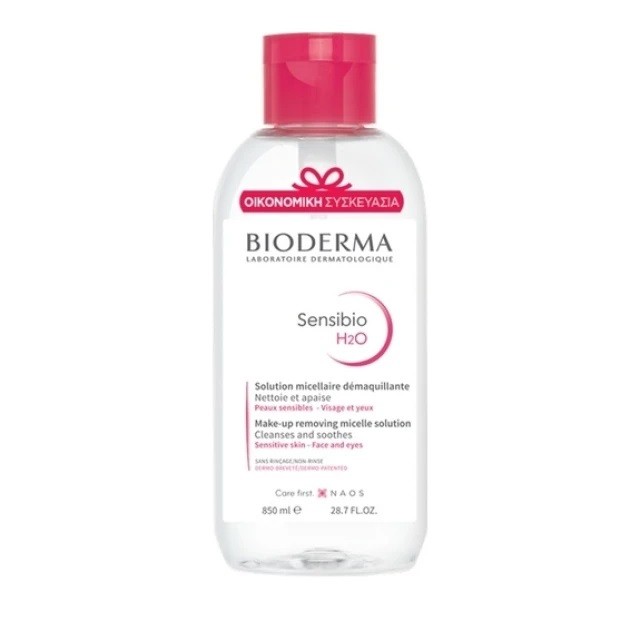 Bioderma Sensibio H2O, Ήπιο Διάλυμα Καθαρισμού & Ντεμακιγιάζ 850 ml