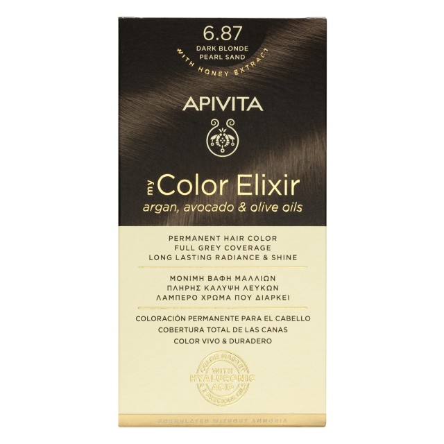 Apivita My Color Elixir Νο 6.87 Βαφή Μαλλιών Μόνιμη Ξανθό Σκούρο Περλέ Μπεζ