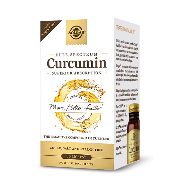 Solgar Full Spectrum Curcumin Συμπλήρωμα Προηγμένης Φόρμουλας με Κουρκουμά 30 Μαλακές Κάψουλες