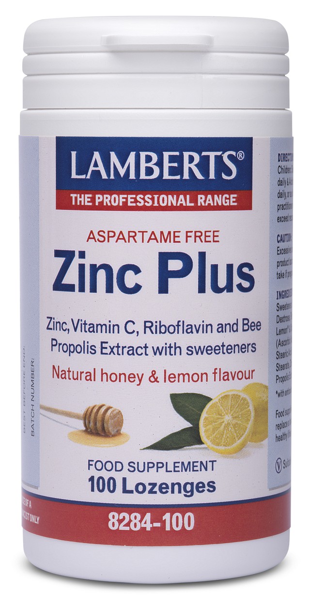 Lamberts Zinc Plus Καραμέλες με Ψευδάργυρο & Βιταμινών με Γεύση Μέλι & Λεμόνι, 100 Καραμέλες (8284-100)
