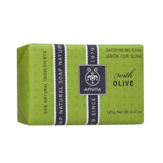 APIVITA Natural Soap Σαπούνι για τις ξηρές επιδερμίδες Πρόσωπο & Σώμα με Ελιά , 125gr