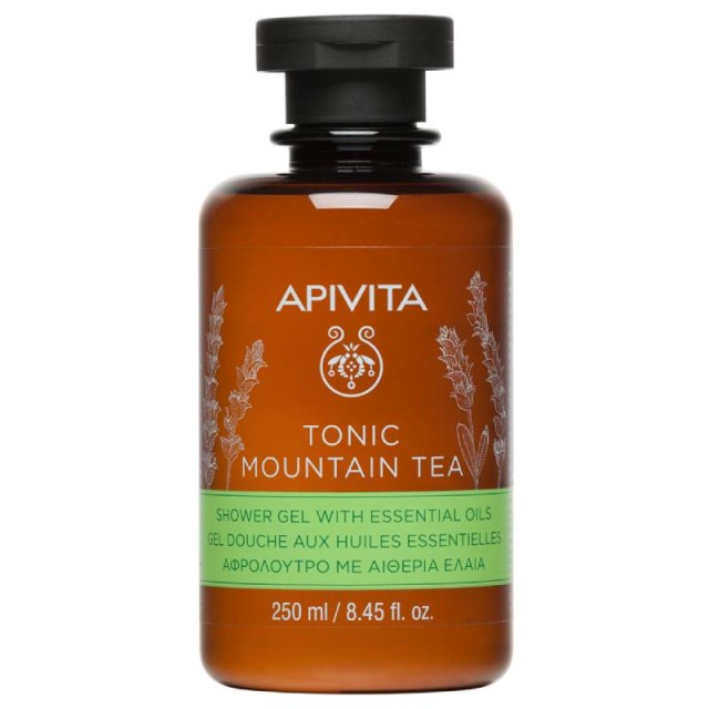 APIVITA Tonic Mountain Tea Shower Gel, Αφρόλουτρο με Αιθέρια Έλαια & Τσάι του Βουνού, 250ml.