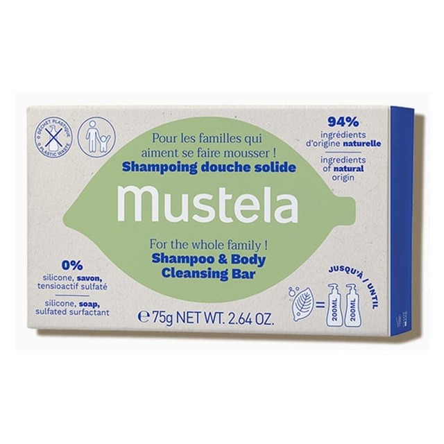 Mustela Shampoo & Body Cleansing Bar Μπάρα Καθαρισμού Για Σώμα & Μαλλιά, 75g