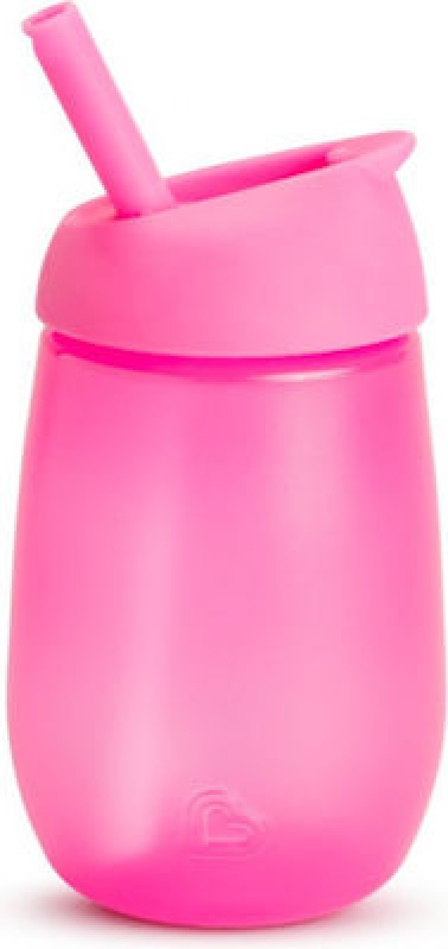 MUNCHKIN Simple Clean Κύπελλο Πλαστικό Με Καλαμάκι Σιλικόνης Για Παιδιά 12m+ Σε Ροζ Χρώμα (011275), 296ml