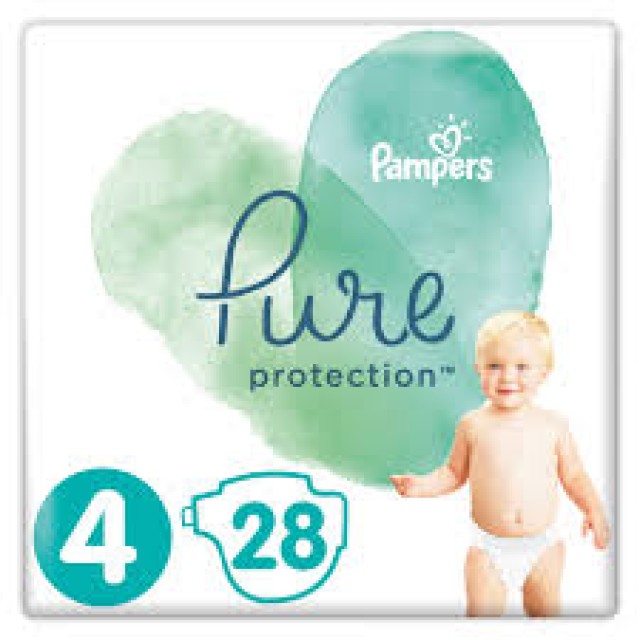 Pampers Pure Protection No.4 (9-14kg) Πάνες, 28 τεμάχια