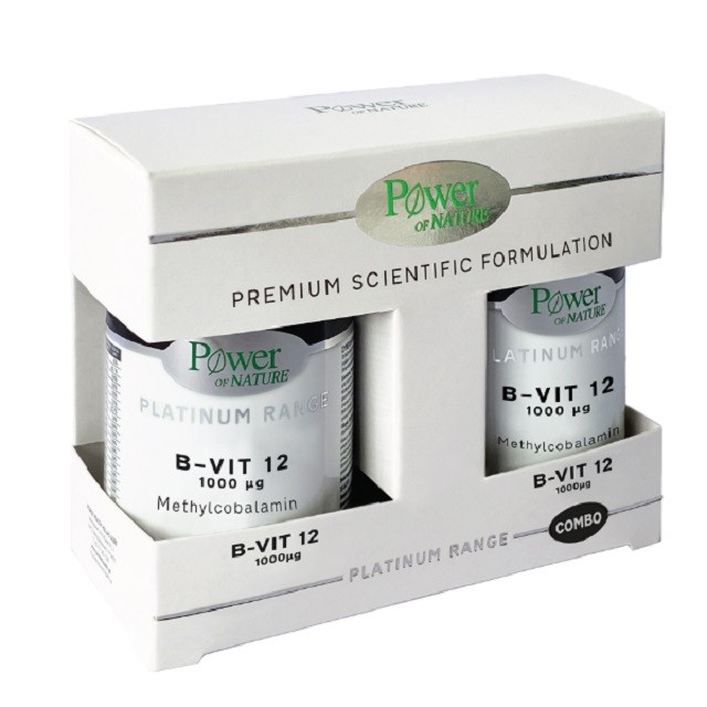 Power of Nature Platinum Range Πάκετο Vitamin B-Vit 12 1000μg Συμπλήρωμα Διατροφής Με Βιταμίνη B12, 2x20 Κάψουλες