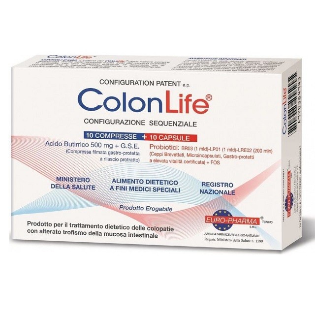Bionat ColonLife Συμπλήρωμα Διατροφής Με Βουτυρικό Οξύ & Προβιοτικά, 10 Δισκία + 10 Κάψουλες