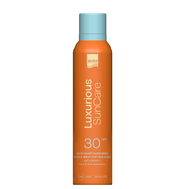 INTERMED Luxurious Suncare Antioxidant Sunscreen Invisible Spray SPF30 Αντηλιακό Προσώπου & Σώματος, 200ml