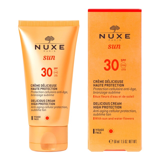 NUXE Sun Delicious Cream, Αντηλιακή Αντιγηραντική Κρέμα Προσώπου Κατά των Καφέ Κηλίδων SPF30, 50ml