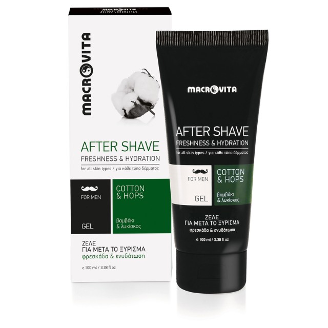 Macrovita After Shave Gel με Βαμβάκι & Λυκίσκο 100ml