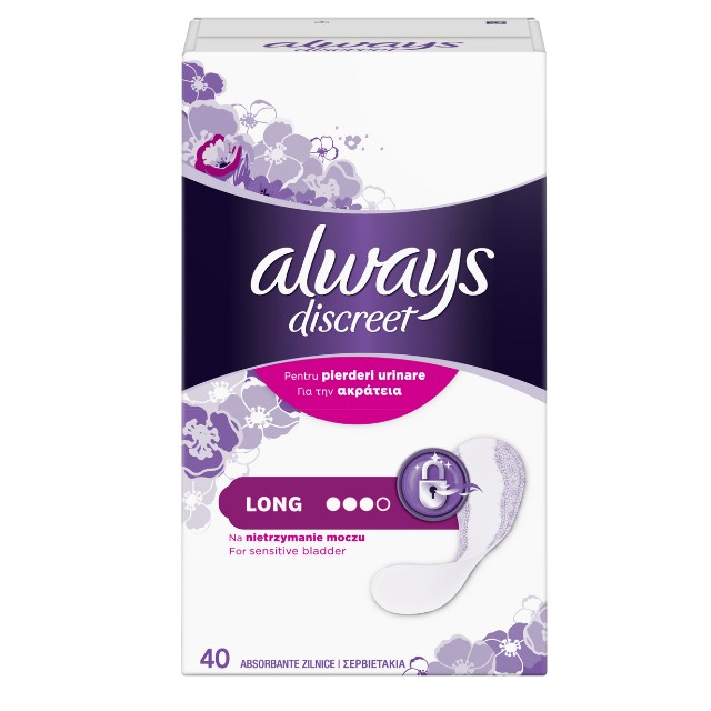 Always Discreet Long Γυναικείες Σερβιέτες Ακράτειας Αυξημένης Ροής 40τμχ