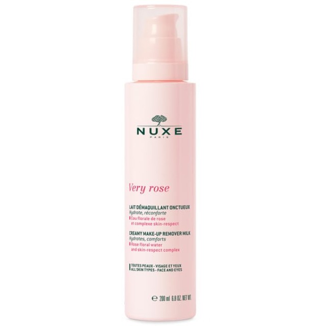 NUXE Very Rose Creamy Make-up Remover Milk Γαλάκτωμα Ντεμακιγιάζ για Πρόσωπο & Μάτια, 200ml
