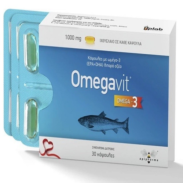 Uplab Omegavit Ωμέγα-3 Λιπαρά Οξέα 1000mg, 30 Κάψουλες