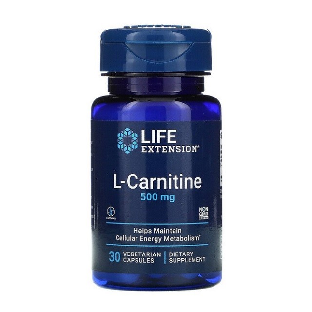 Life Extension L-Carnitine 500mg Συμπλήρωμα Διατροφής Για Ενίσχυση Του Κυτταρικού Μεταβολισμού, 30 Κάψουλες