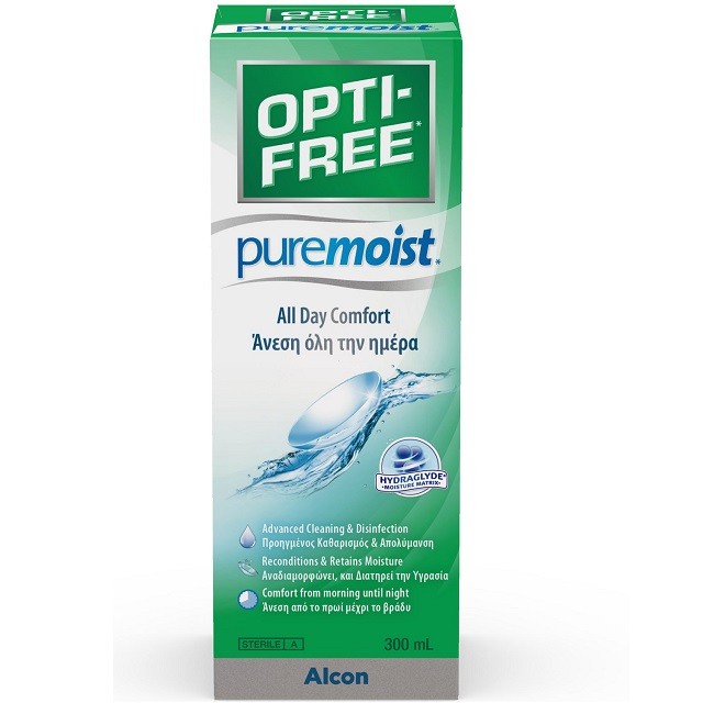 Alcon Opti-Free Pure Moist Εξελιγμένο Διάλυμα Διπλής Απολύμανσης Φακών Επαφής, 300ml