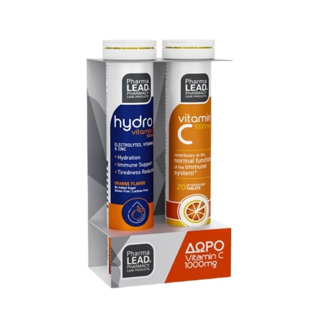 PharmaLead Πακέτο Hydro Vitamin C + Δώρο Vitamin C 1000mg 2x20 Αναβράζοντα Δισκία