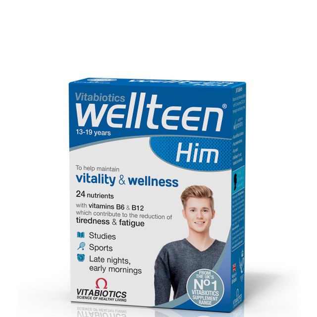 Vitabiotics Wellteen Him Συμπλήρωμα Διατροφής Πολυβιταμινών Για Εφήβους & Νεαρούς Άνδρες 13-19 Ετών, 30 Ταμπλέτες