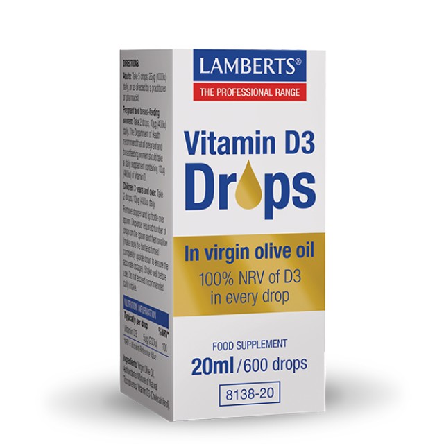 Lamberts Vitamin D3 Drops 20ml/600 drops 8138-20