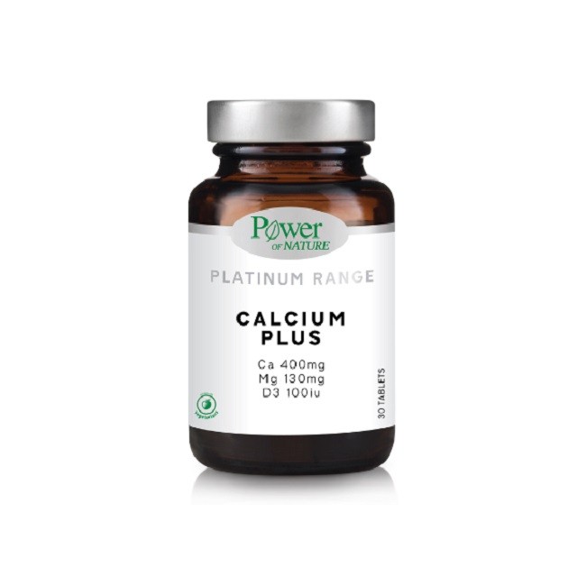 Power of Nature Platinum Range Calcium Plus Συμπλήρωμα Διατροφής Για Την Υγεία Των Οστών Των Δοντιών & Των Μυών, 30 Δισκία