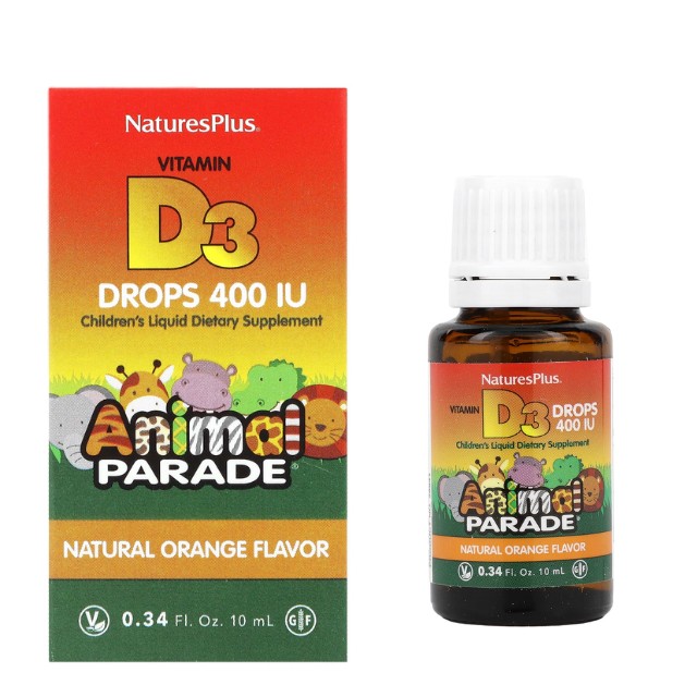 NATURES PLUS Animal Parade Vitamin D3 Drops Πόσιμες Σταγόνες με Γεύση Πορτοκάλι 10ml