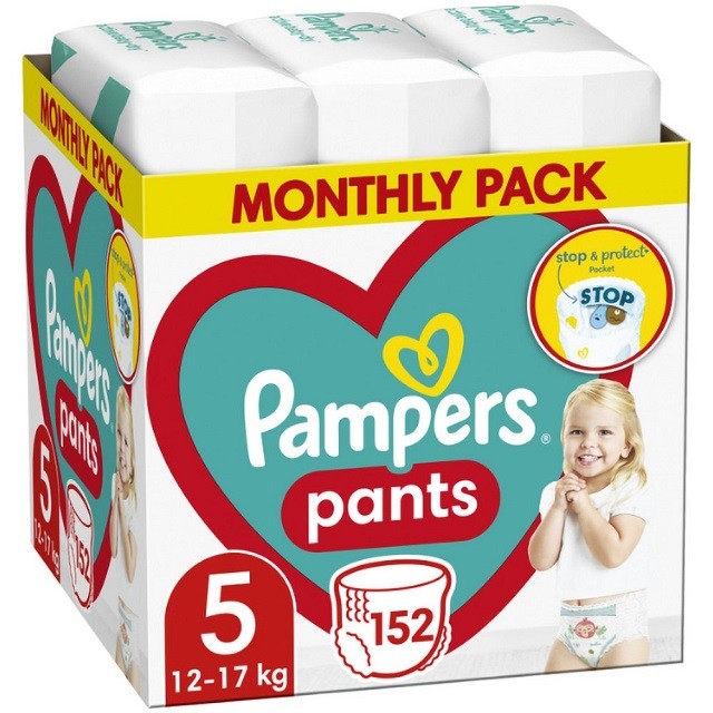 Pampers Pants Monthly Pack No5 Πακέτο Πάνες Βρακάκι (12-17kg), 152 Τεμάχια