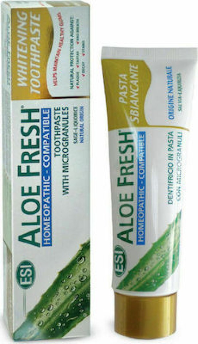 ESI Aloe Fresh Whitening Toothpaste Οδοντόκρεμα Λευκαντική Κατάλληλη Για Ομοιοπαθητική, 100ml