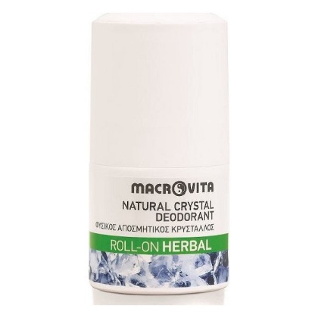 Macrovita Natural Crystal Deodorant Φυσικός Αποσμητικός Κρύσταλλος Roll On Herbal 50ml