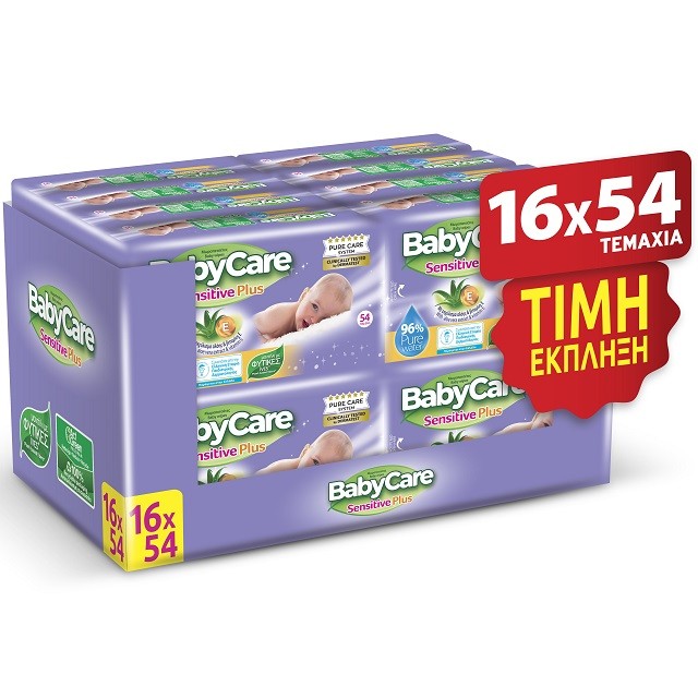 BabyCare Sensitive Plus Baby Wipes Box Supervalue Μωρομάντηλα (16x54τμχ), 864 Τεμάχια