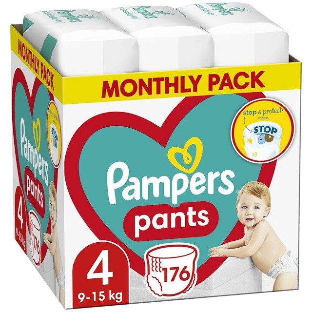 Pampers Pants Monthly Pack No4 Πακέτο Πάνες Βρακάκι (9-15kg), 176 Τεμάχια