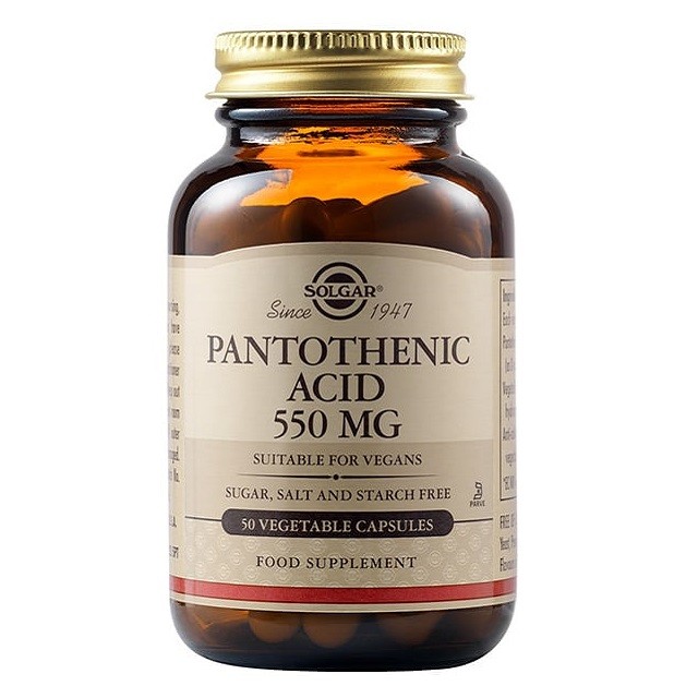 Solgar Pantothenic Acid 550mg Συμπλήρωμα Διατροφής Με Παντοθενικό Οξύ, 50 Κάψουλες