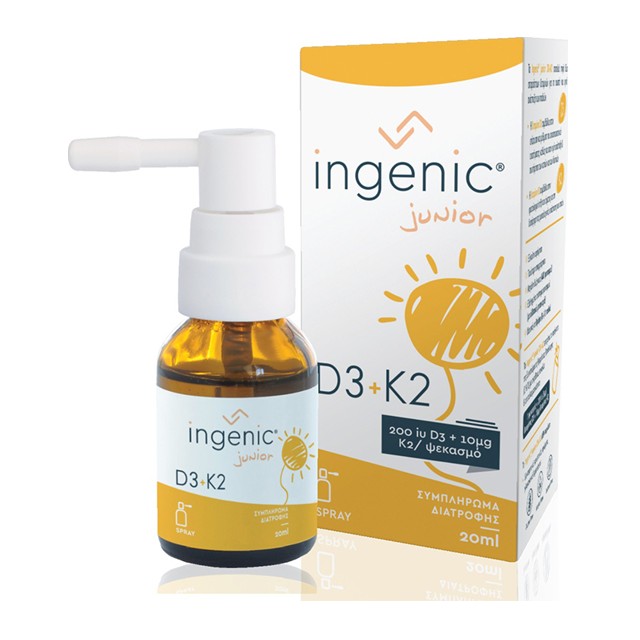 Ingenic Junior D3+K2 Spray, Συμπλήρωμα Διατροφής για Βρέφη & Παιδιά, 20ml
