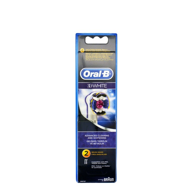 Oral-B Ανταλλακτικές Κεφαλές 3D White Ηλεκτρικής Οδοντόβουρτσας, 2τμχ