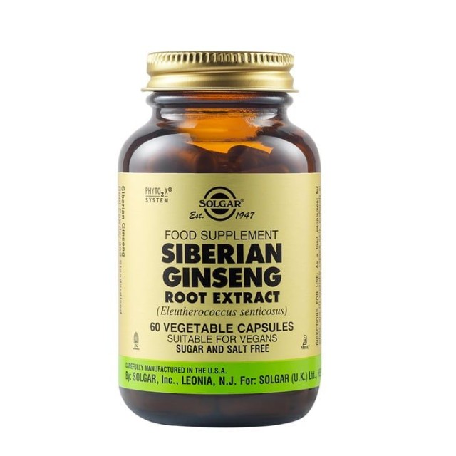 Solgar Siberian Ginseng Extract για Τόνωση & Ευεξία 60 Φυτικές Κάψουλες