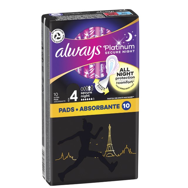 Always Platinum Secure Night Σερβιέτες με Φτερά Νυκτός 10τμχ