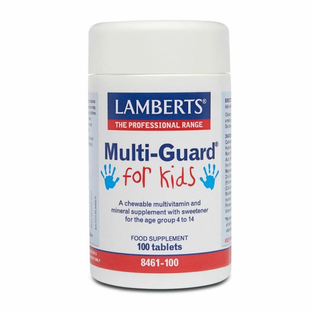 LAMBERTS Multi Guard Kids Παρέχει Χρήσιμα Επίπεδα όλων των Σημαντικών Βιταμινών & Μετάλλων, 100tabs 8461-100