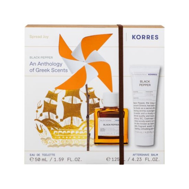 Korres Πακέτο Black Pepper Eau De Toilette Άρωμα 50ml & Afteshave Balm 125ml