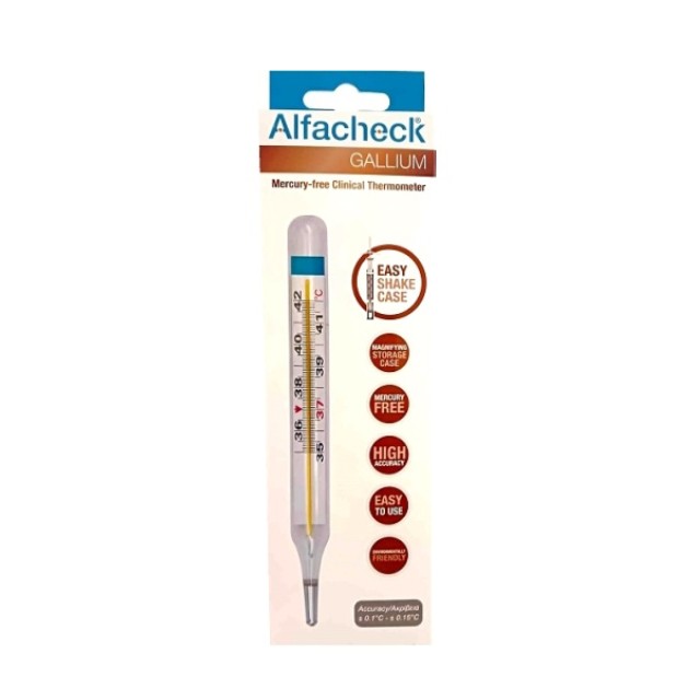 Alfacheck Gallium Κλινικό Θερμόμετρο Χωρίς Υδράργυρο 1τμχ