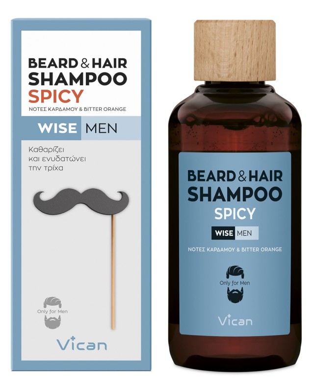 VICAN Wise Men Beard & Hair Shampoo Spicy Σαμπουάν για τα μαλλιά και τη γενειάδα του άνδρα, 200ml