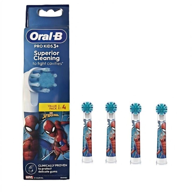 Oral-B Ανταλλακτικές Κεφαλές Παιδικές Spiderman Ηλεκτρικής Οδοντόβουρτσας 4τμχ