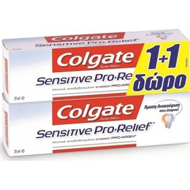 Colgate Sensitive Pro Relief Οδοντόκρεμα για Ευαίσθητα Δόντια 1+1 ΔΩΡΟ, 2x75ml