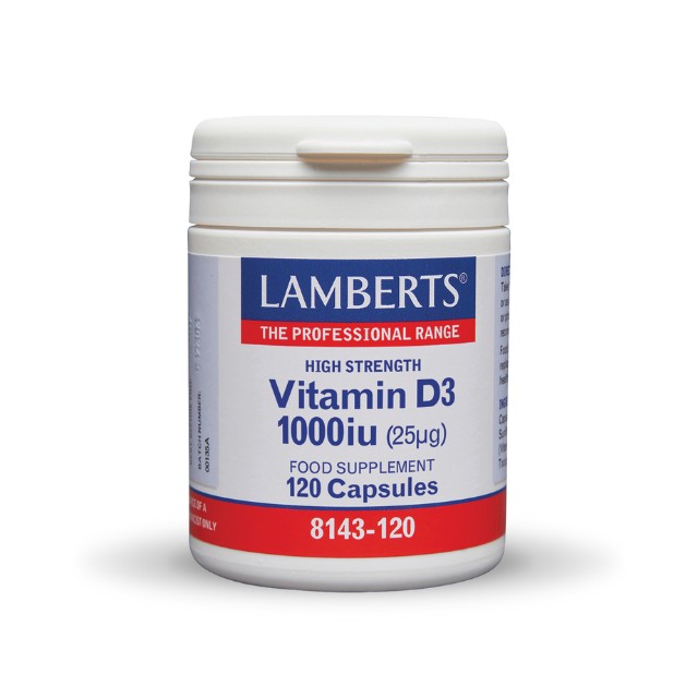 Lamberts Vitamin D3 1000iu Συμπλήρωμα Διατροφής για Ενίσχυση Ανοσοποιητικού & Οστών 120 caps 8143-120