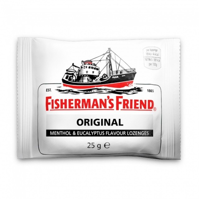 FISHERMANS FRIEND Original Καραμέλες Με Γεύση Μινθόλη & Ευκάλυπτο Για Τον Ερεθισμένο Λαιμό & Το Βήχα Χωρίς Ζάχαρη, 25gr