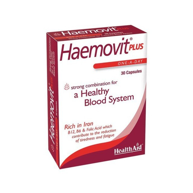 Health Aid Haemovit Plus Σίδηρος Βιταμίνη Β12  Β6 & Φυλλικό οξύ 30caps