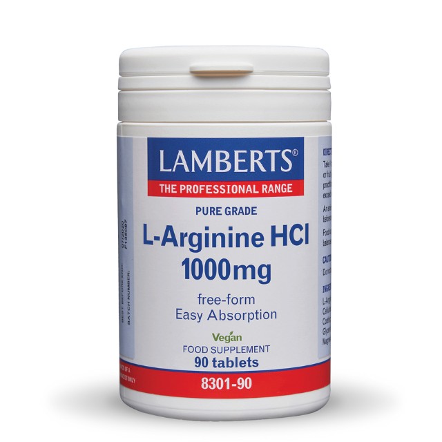 Lamberts L-Arginine HCl 1000mg Αργινίνη 90 Ταμπλέτες 8301-90