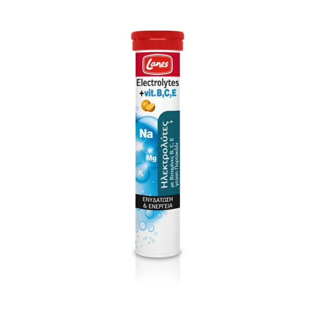 LANES Electrolytes Orange, Ηλεκτρολύτες µε Βιταμίνες B, C, E , 20 Αναβράζουσες Ταμπλέτες